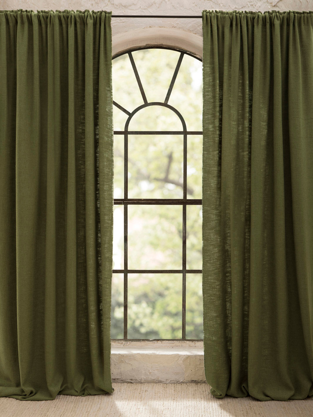 Olive linen California Curtain
