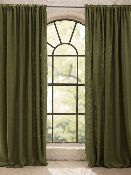 Olive linen California Curtain