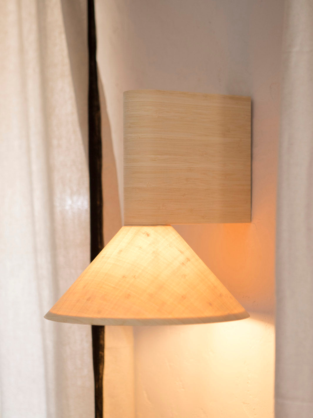 Natural bamboo wall light