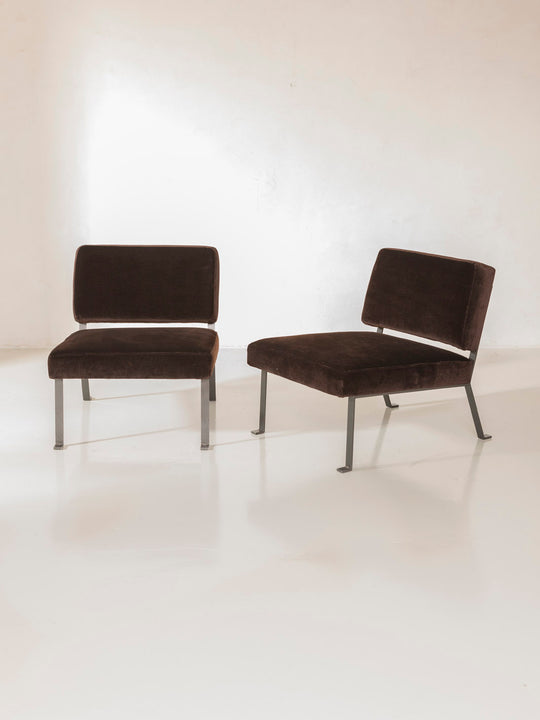 Pair of armchairs Italy 70s chocolate