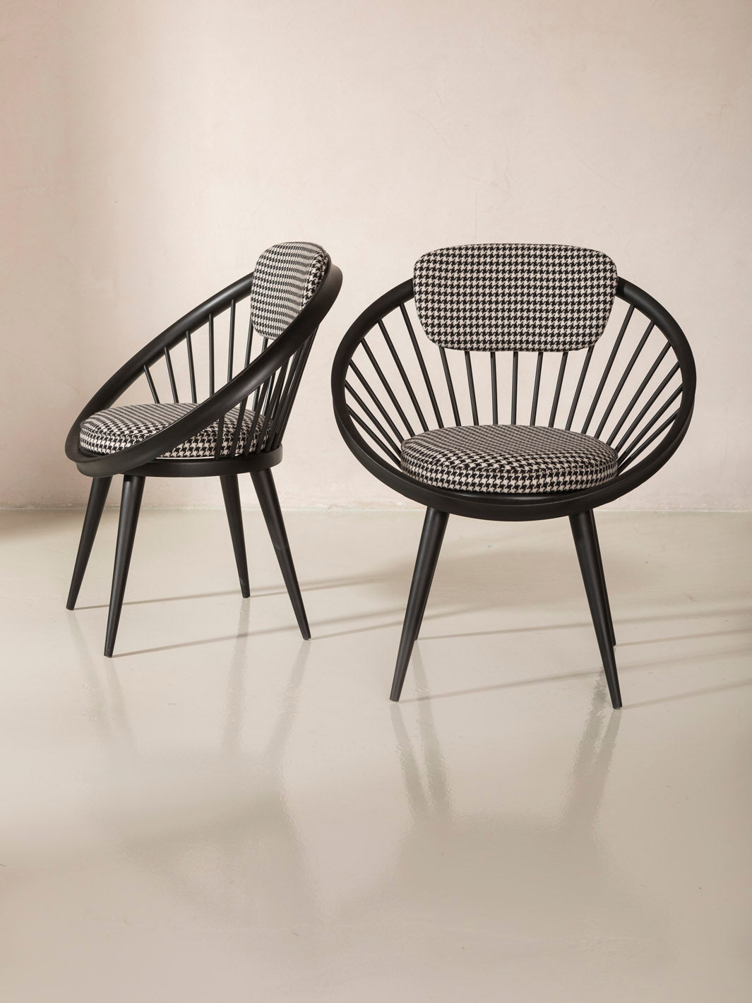 Pair of Circle armchairs, 1950s, houndstooth