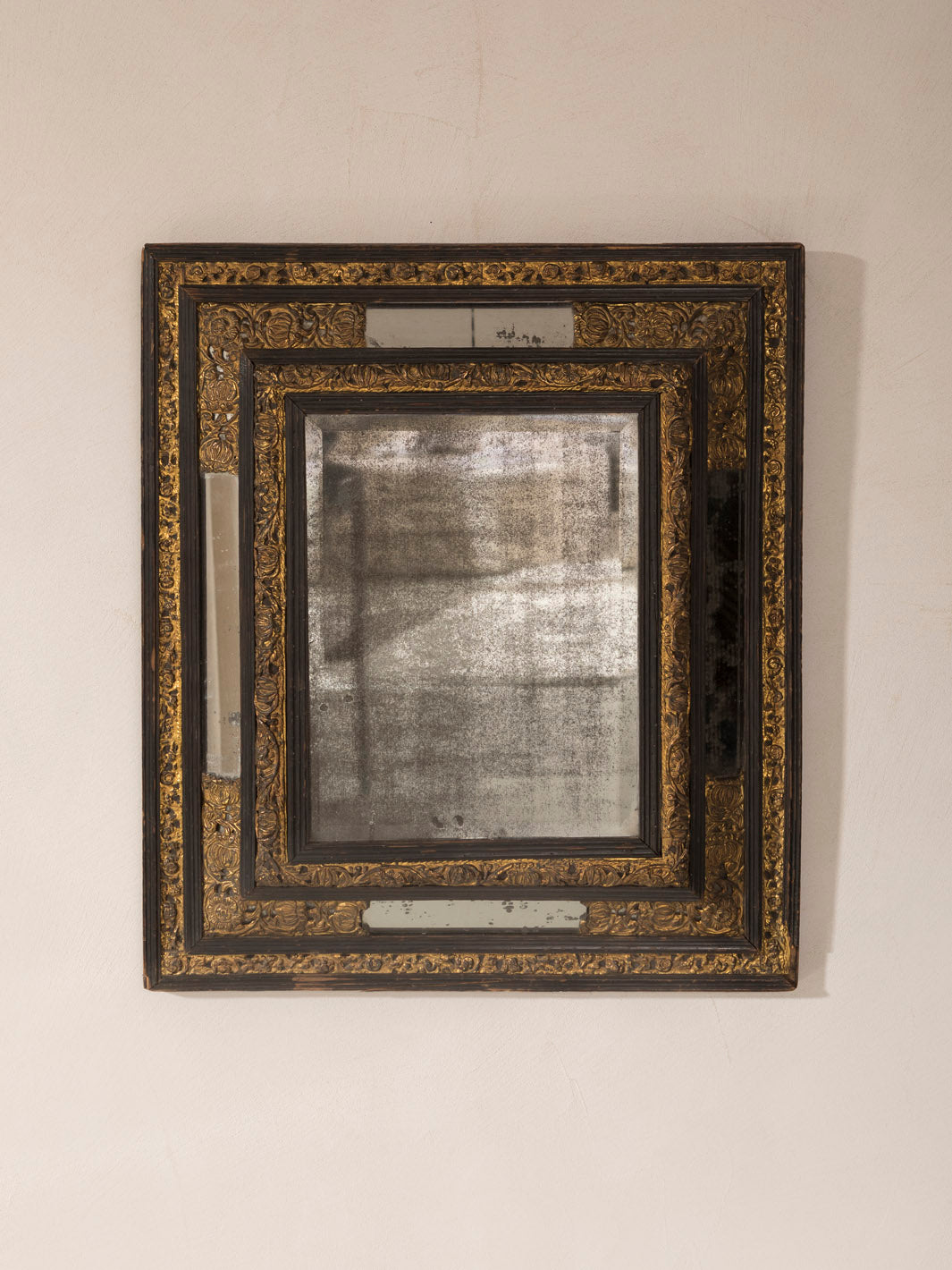 Wood and brass mirror, 19th century