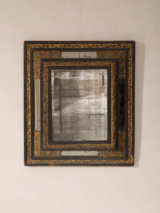 Wood and brass mirror, 19th century