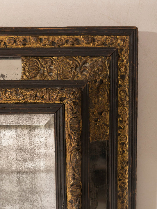 Wood and brass mirror, 19th century