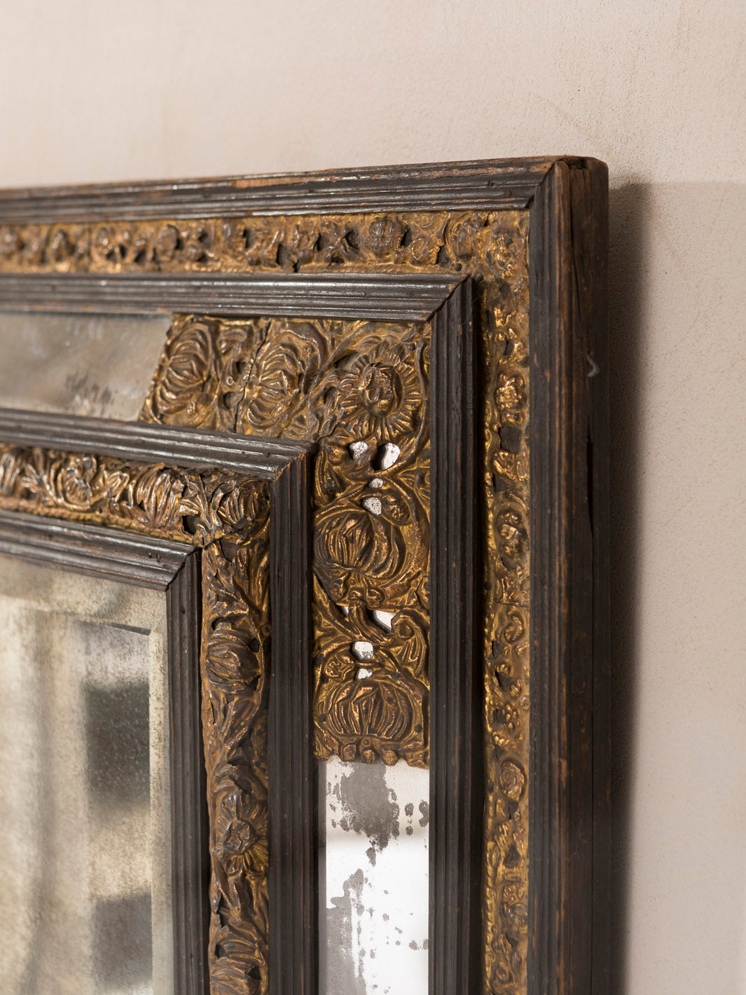 Wood and brass mirror, 19th century