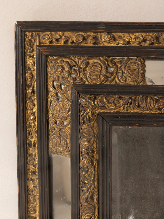 Wood and brass mirror, 19th century