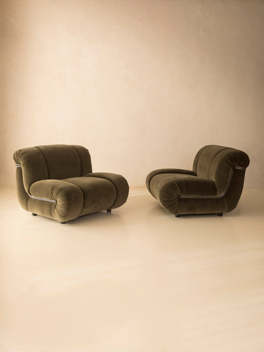 Pair of Velasquez Rino Maturi armchairs from the 70s, green