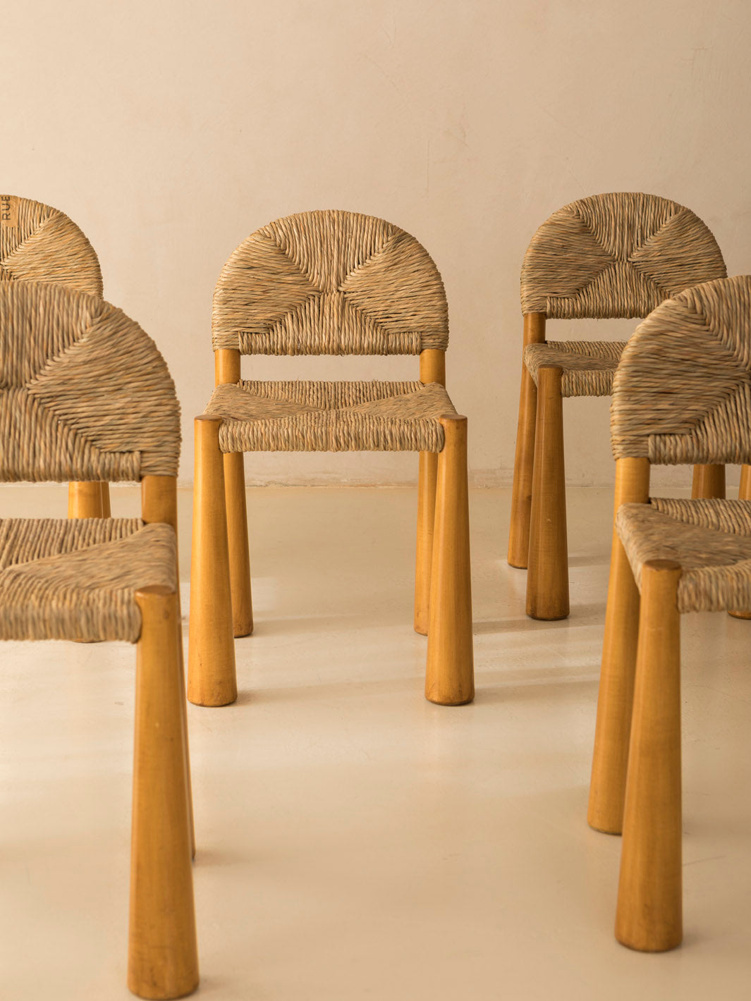 Set of 6 "Toscanolla" chairs by Alessandro Becchi for Giovannetti 1970