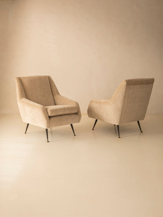 Pair of beige Italian Midcentury armchairs