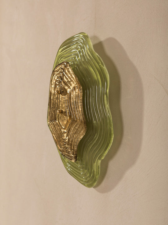 Murano Sediment Green and Gold Sconce