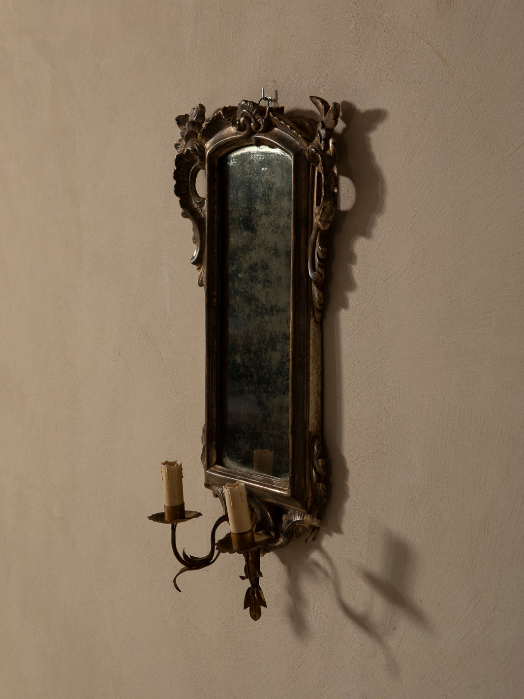 Pair of 1940s Venetian mirrored wall sconces