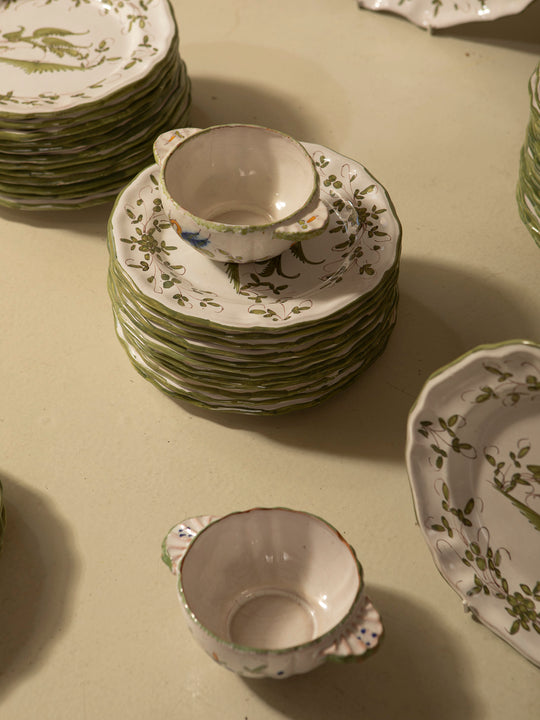 French dinnerware in green tones
