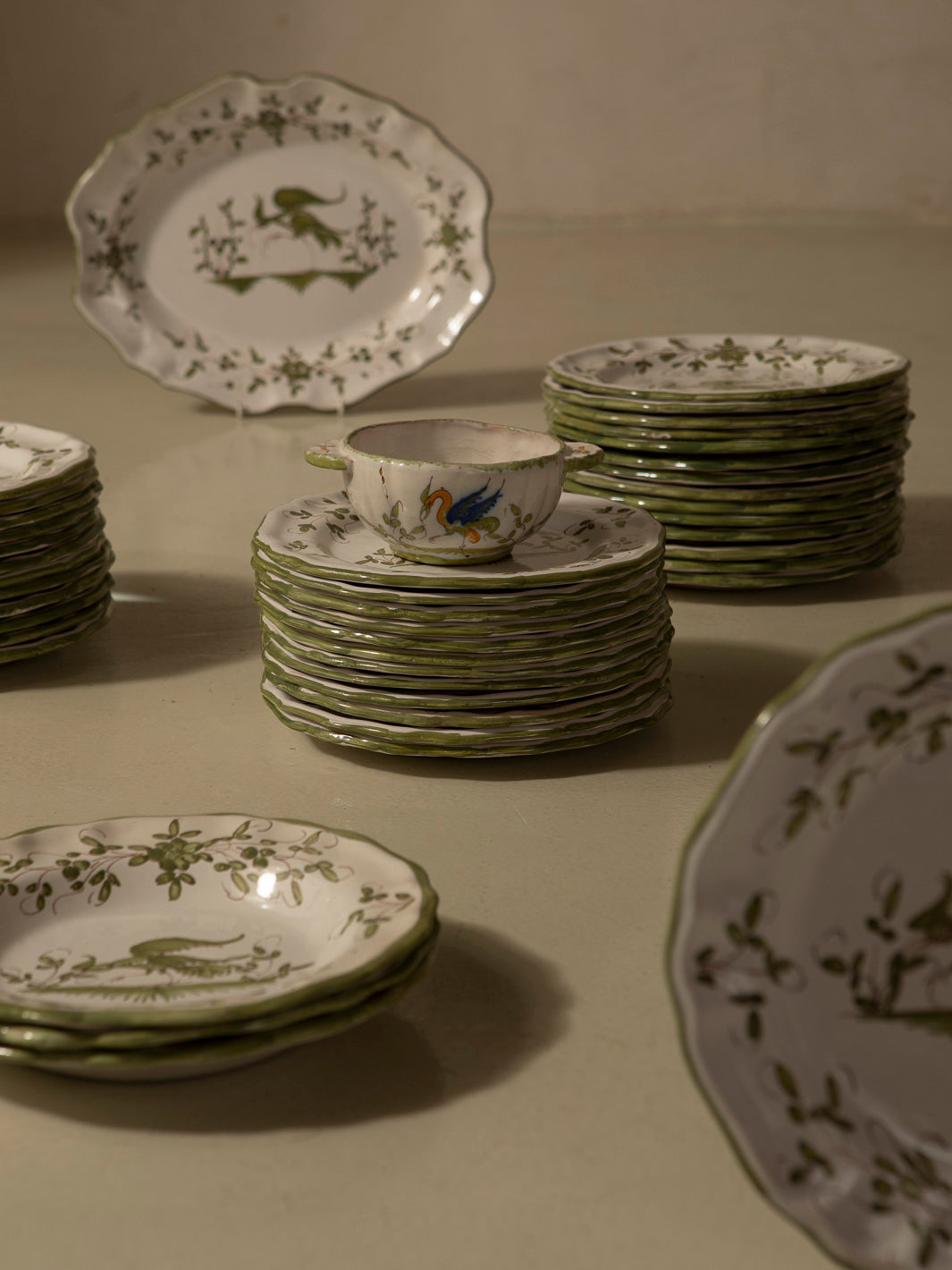 French dinnerware in green tones