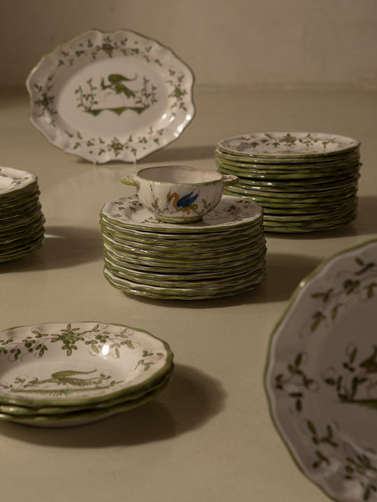 French dinnerware in green tones