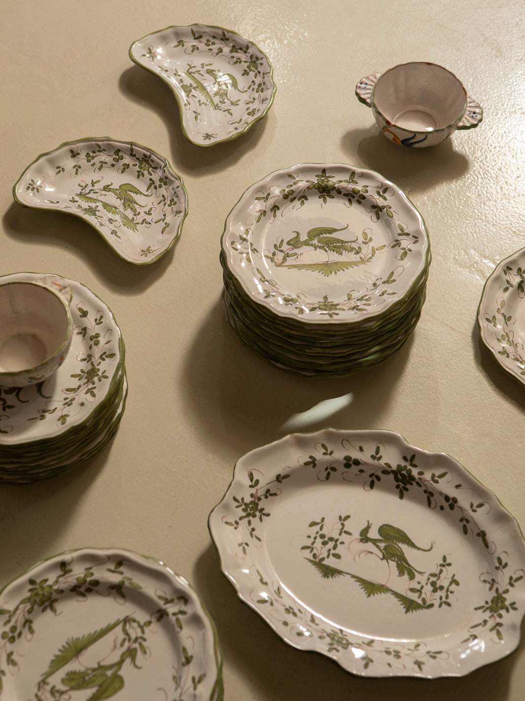 French dinnerware in green tones