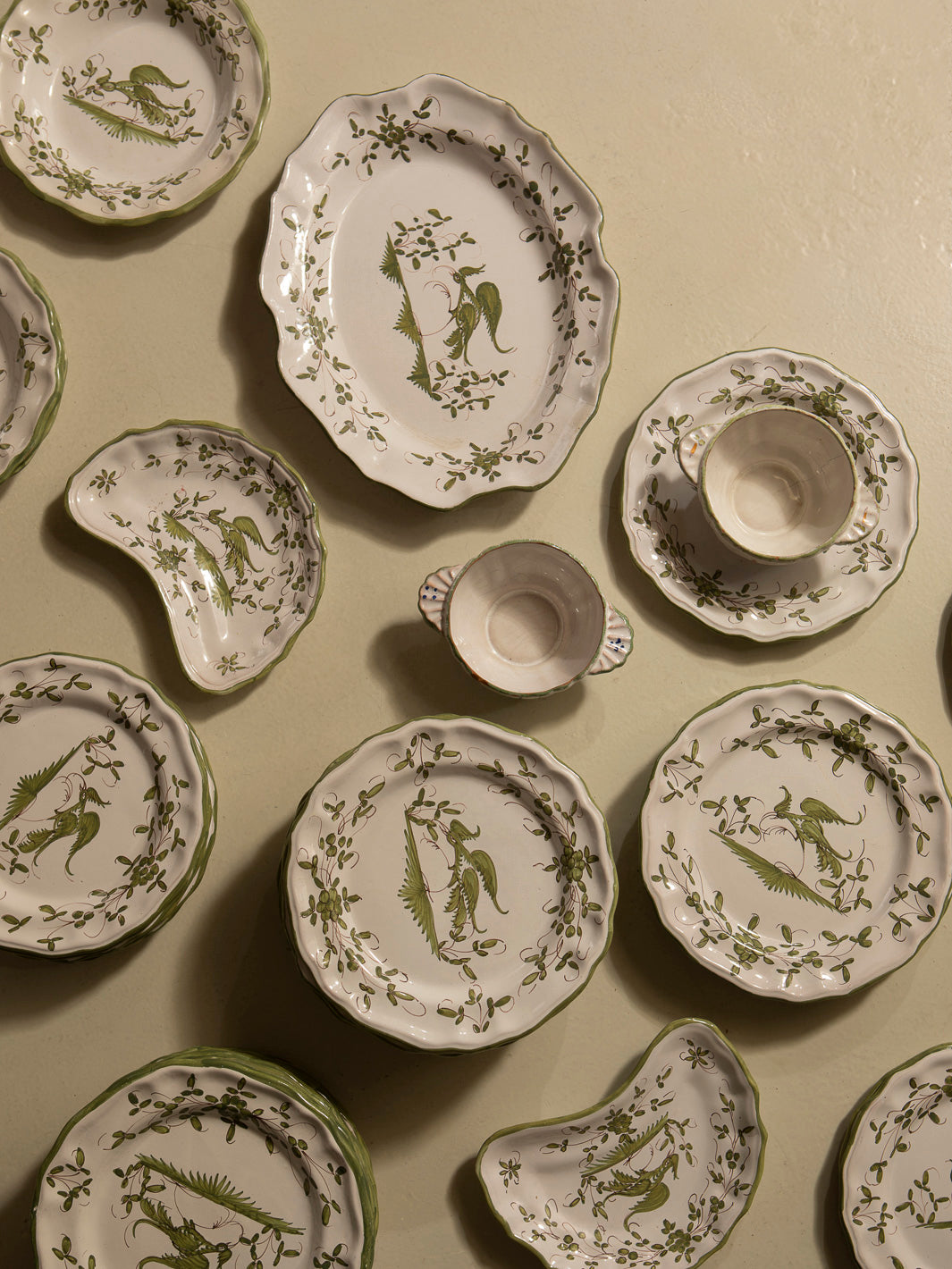 French dinnerware in green tones