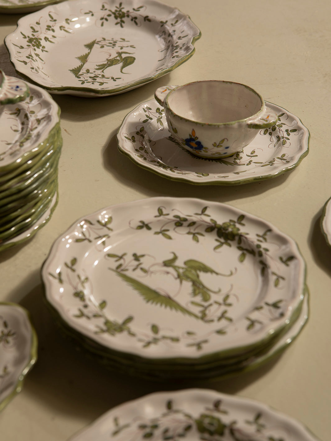 French dinnerware in green tones