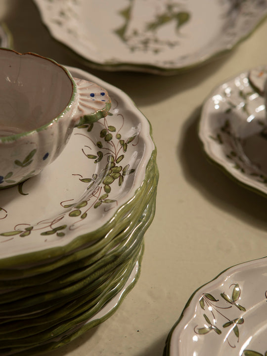 French dinnerware in green tones