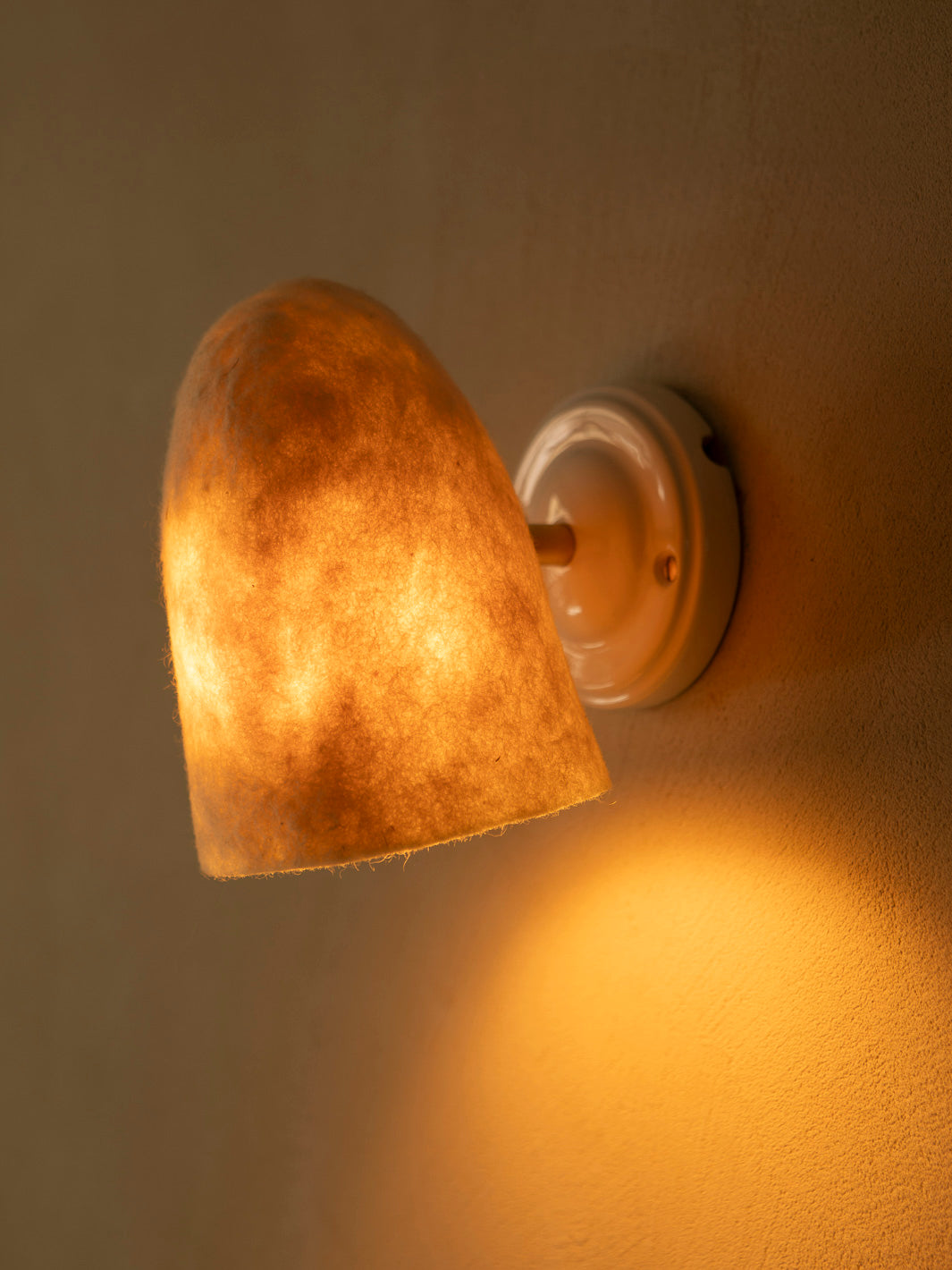 Felt lampshade wall light with adjustable light