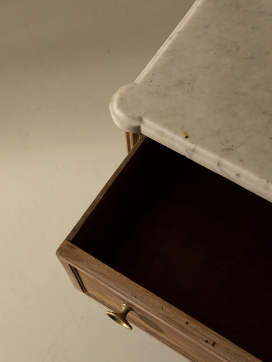 Cómoda parisina caoba, palosanto y mármol s.XIX