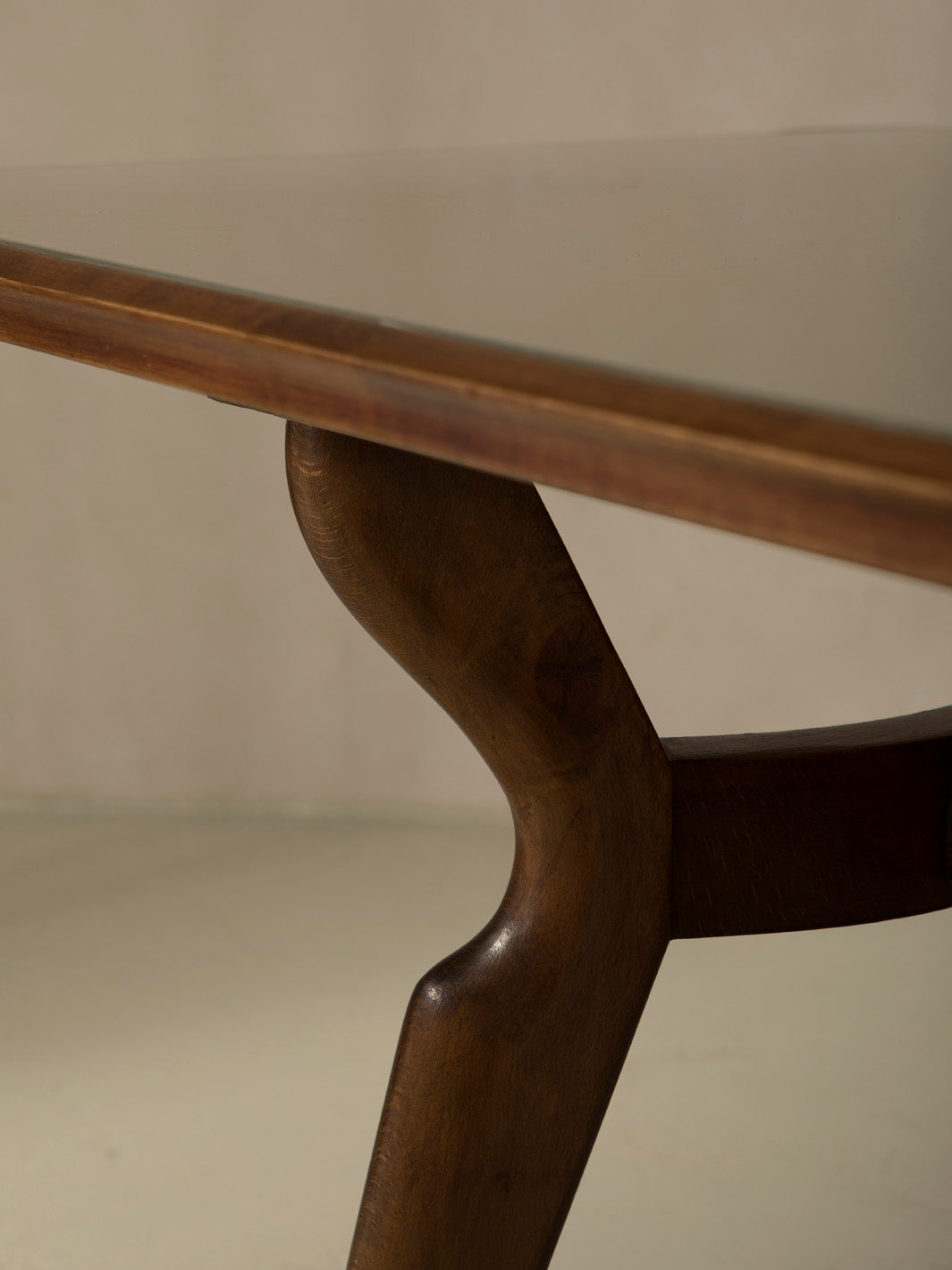 Italian cream glass table from the 1950s