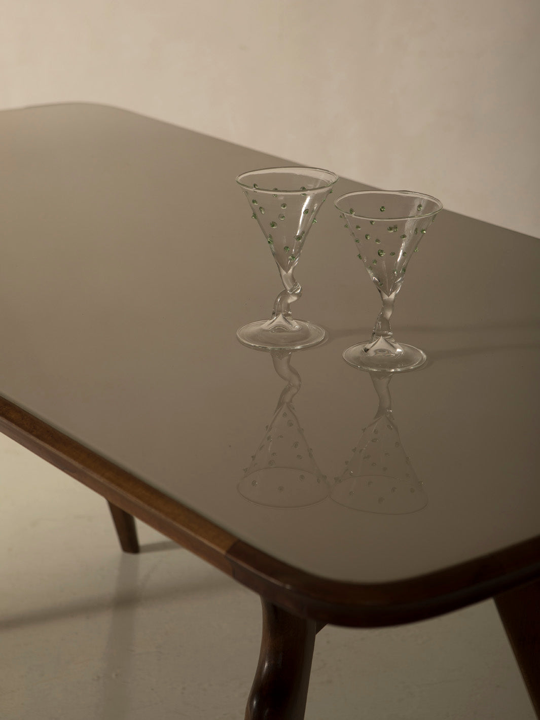 Italian cream glass table from the 1950s