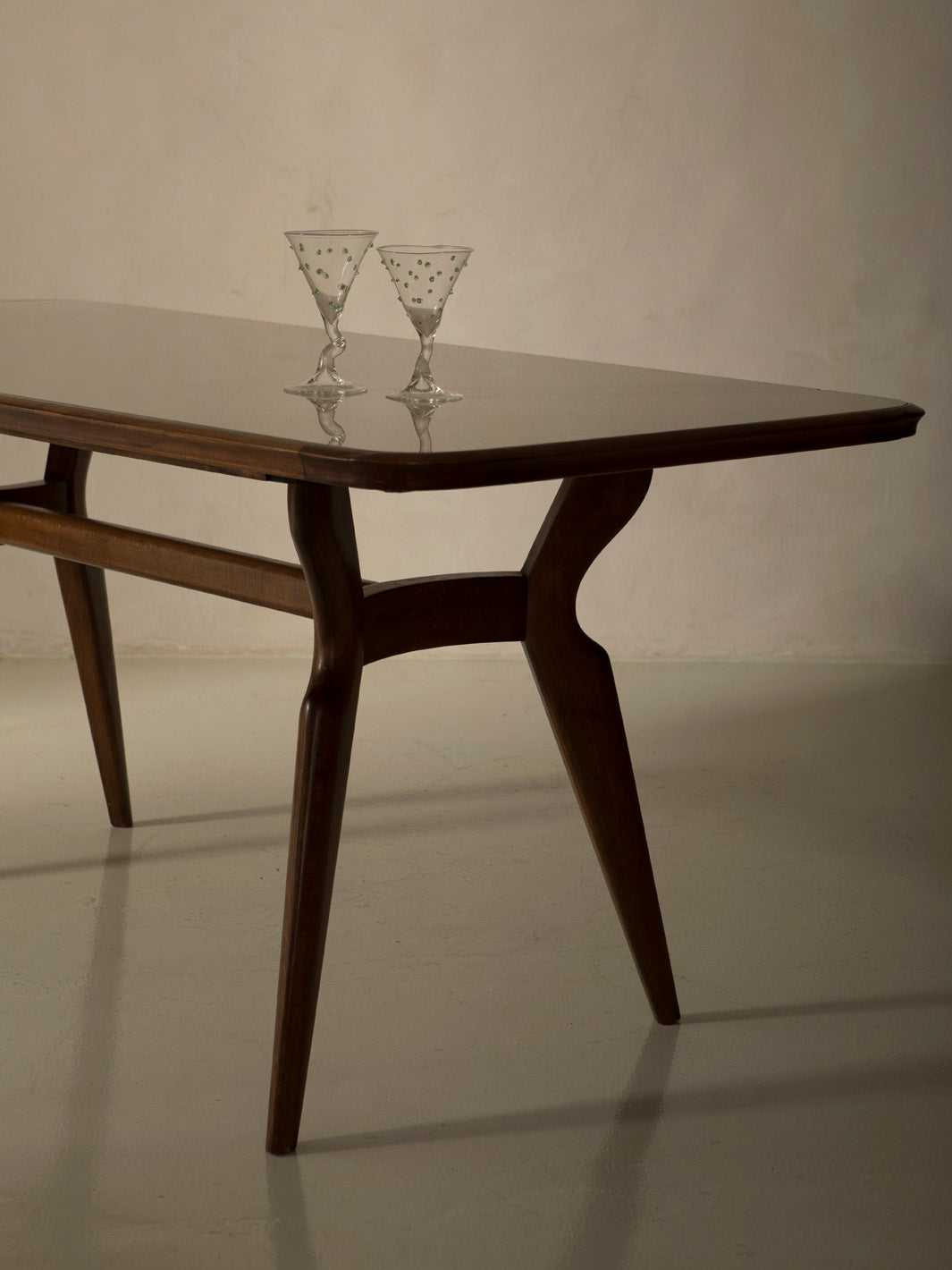 Italian cream glass table from the 1950s