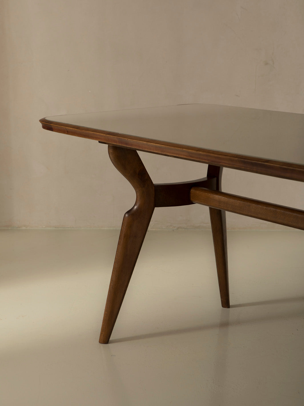 Italian cream glass table from the 1950s