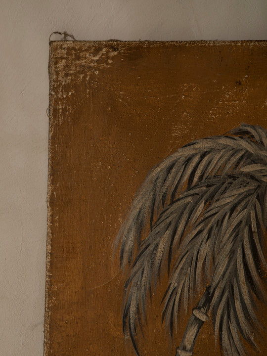 Chinoiserie mural on antique linen