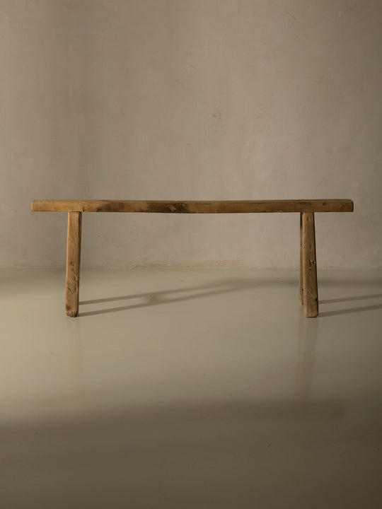 Chinese bench, washed elm, 1940s II