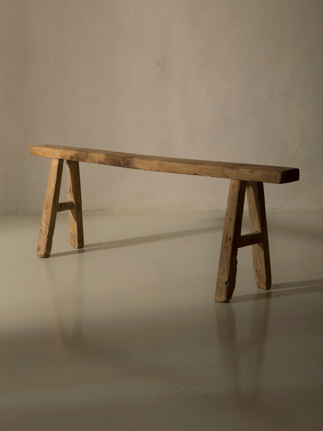 Chinese bench, washed elm, 1940s II