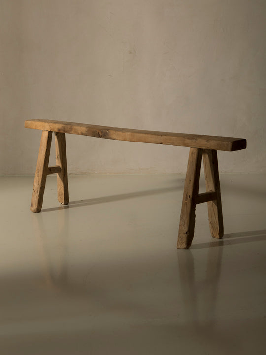 Chinese bench, washed elm, 1940s II