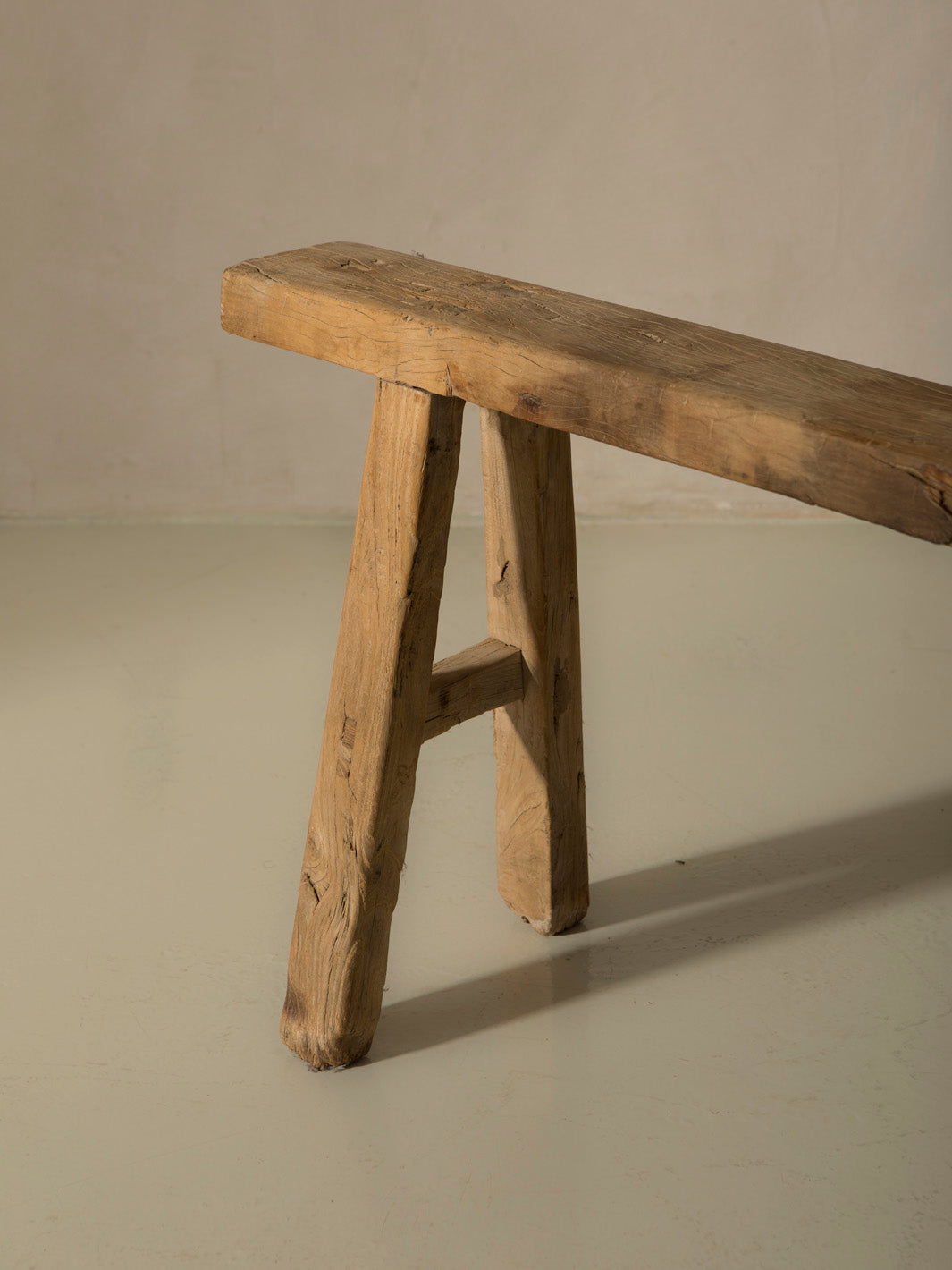 Chinese bench, washed elm, 1940s II