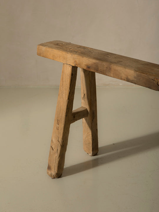 Chinese bench, washed elm, 1940s II