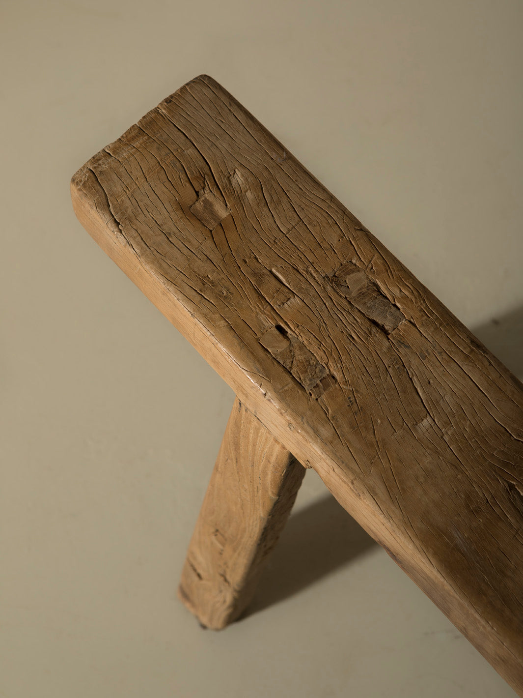 Chinese bench, washed elm, 1940s II