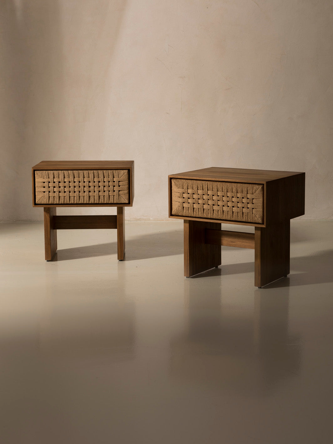 Teak &amp; rope nightstand