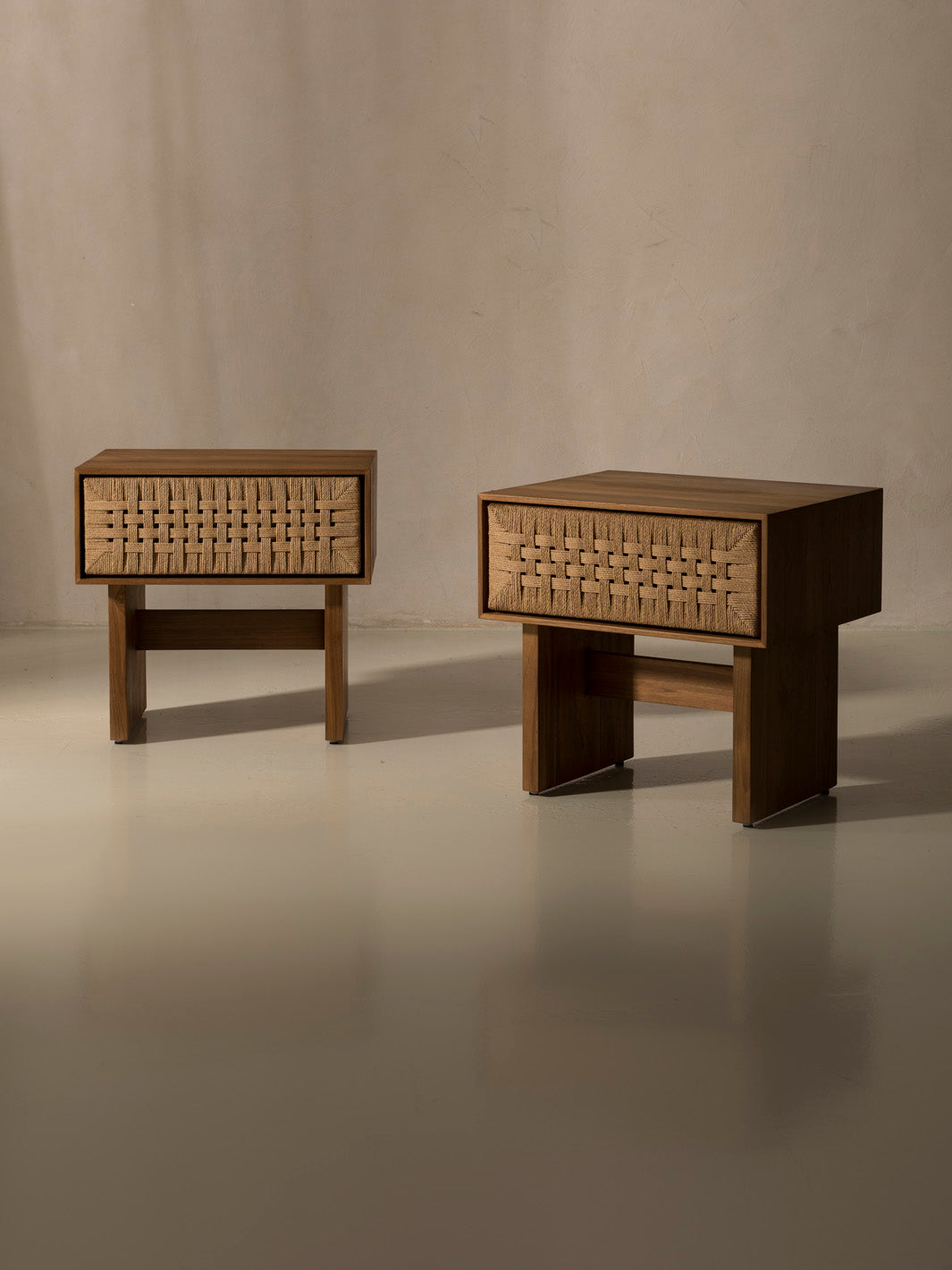 Teak &amp; rope nightstand