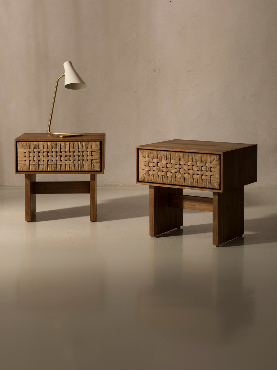 Teak &amp; rope nightstand