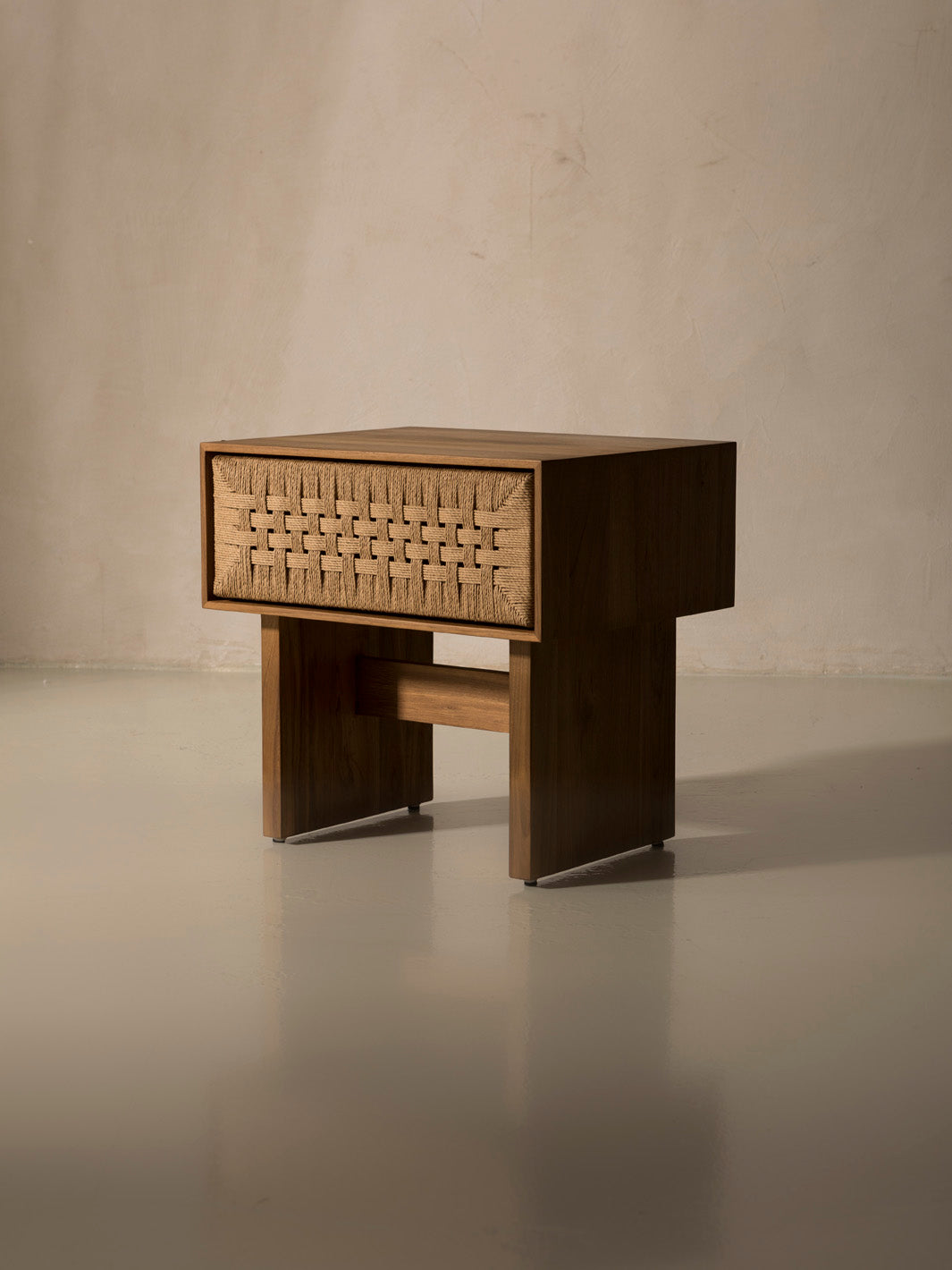 Teak &amp; rope nightstand