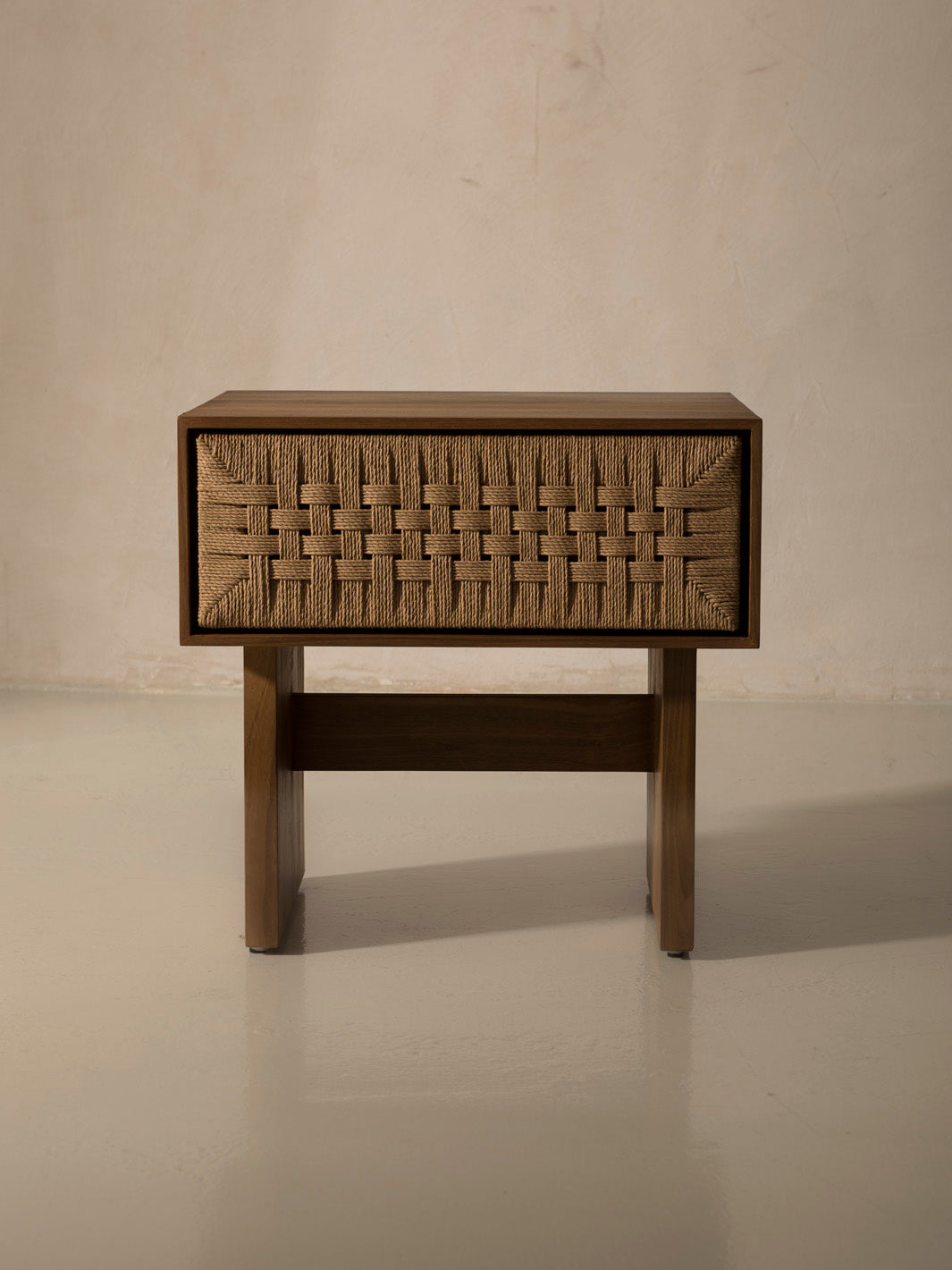 Teak &amp; rope nightstand