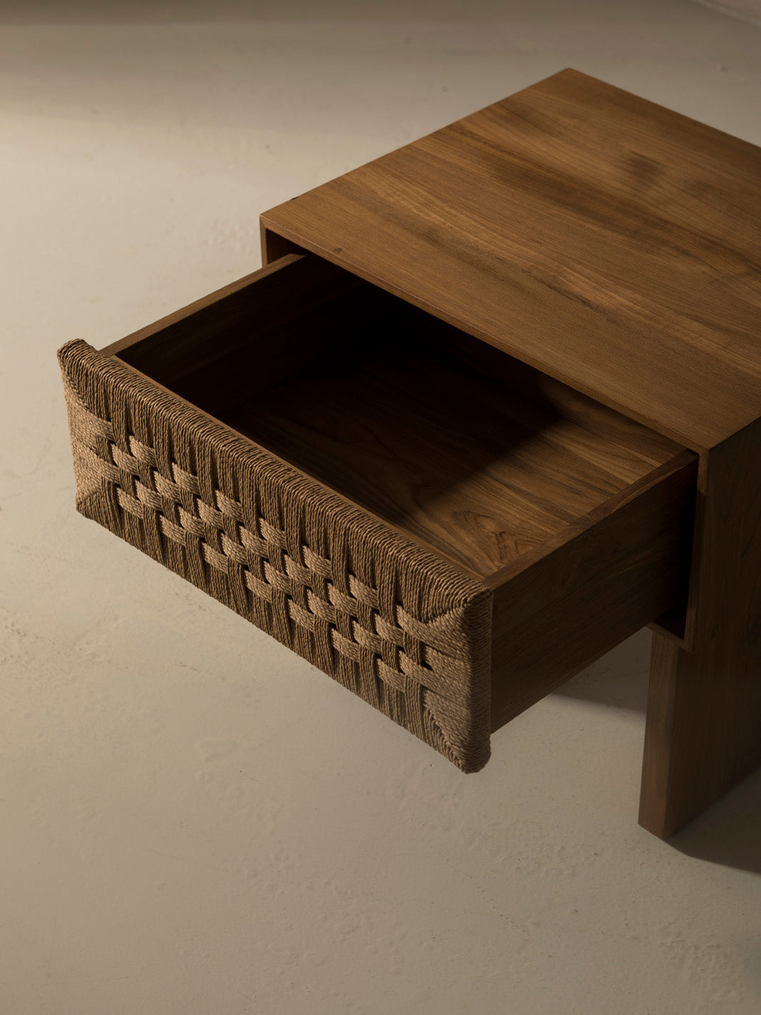 Teak &amp; rope nightstand