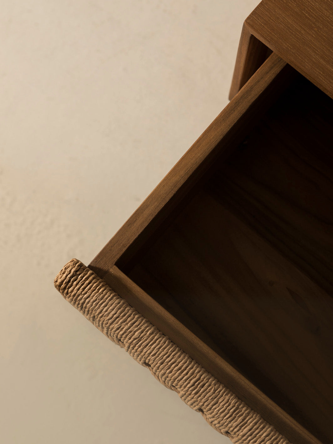 Teak &amp; rope nightstand