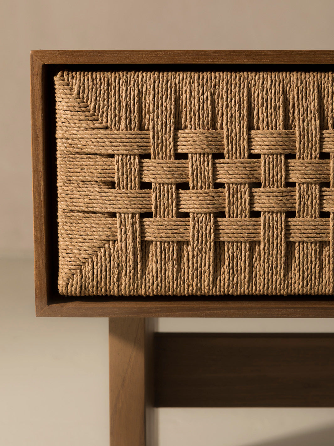 Teak &amp; rope nightstand