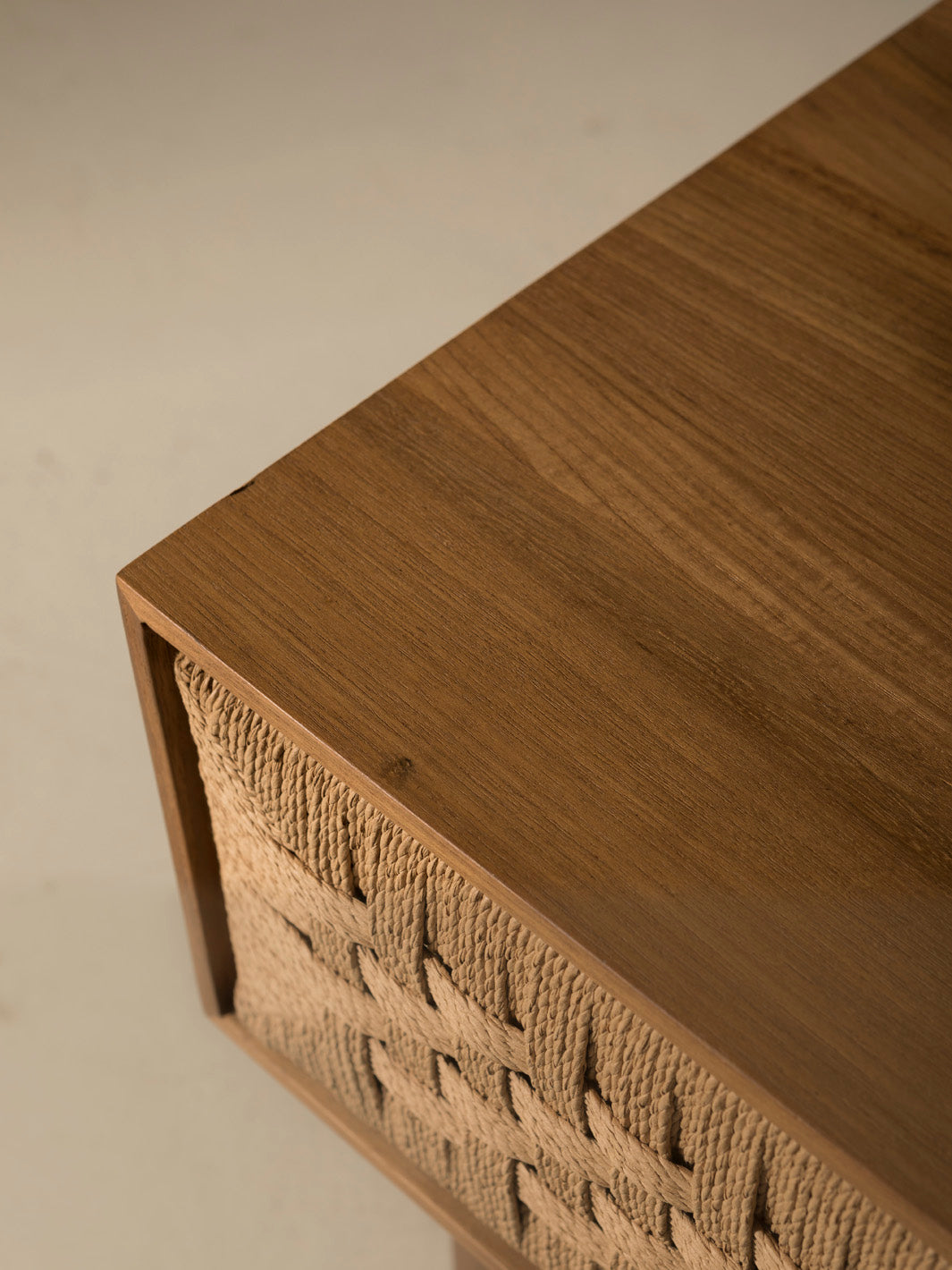 Teak &amp; rope nightstand