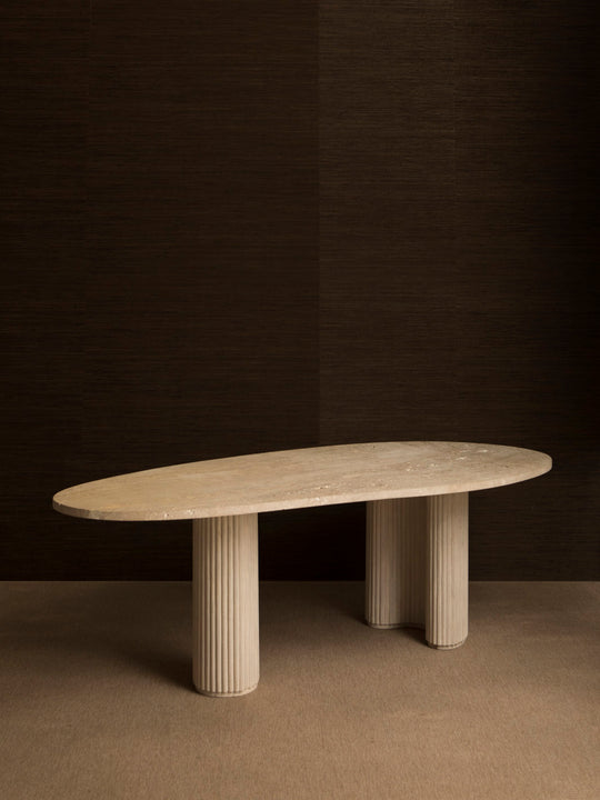 Travertine marble organic table 230x103cm