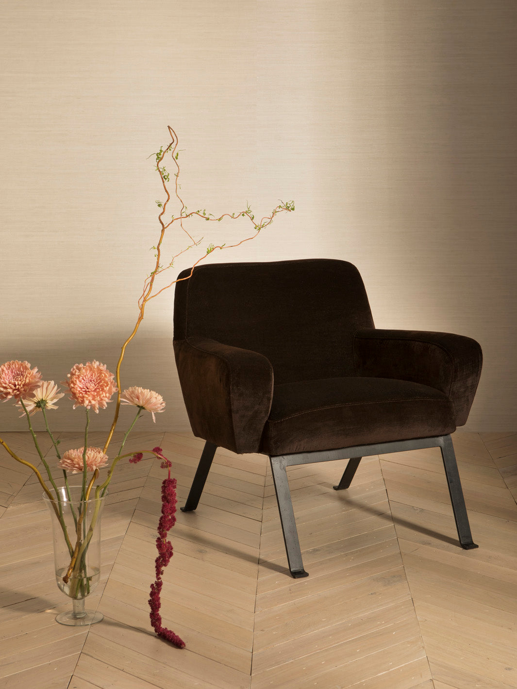 Italian armchairs from the 70s with neo-iron legs