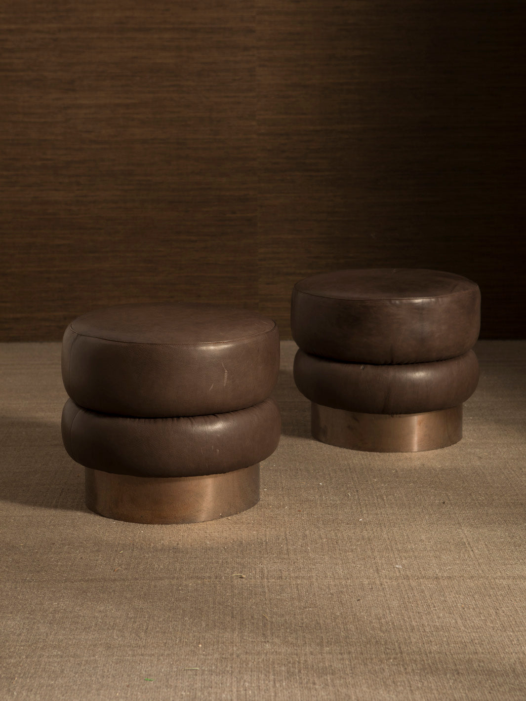 Chromo Mink leather pouf