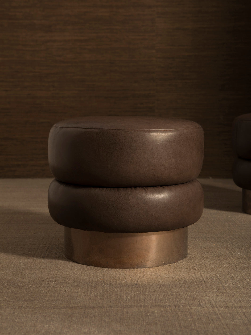Chromo Mink leather pouf