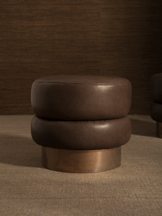 Chromo Mink leather pouf