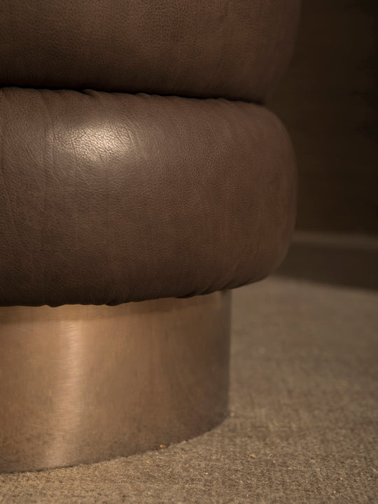 Chromo Mink leather pouf